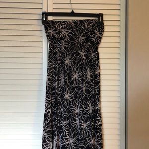 Strapless floral black maxi summer dress